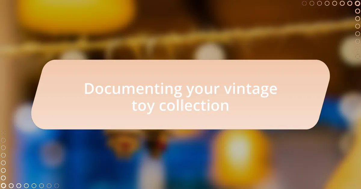 Documenting your vintage toy collection