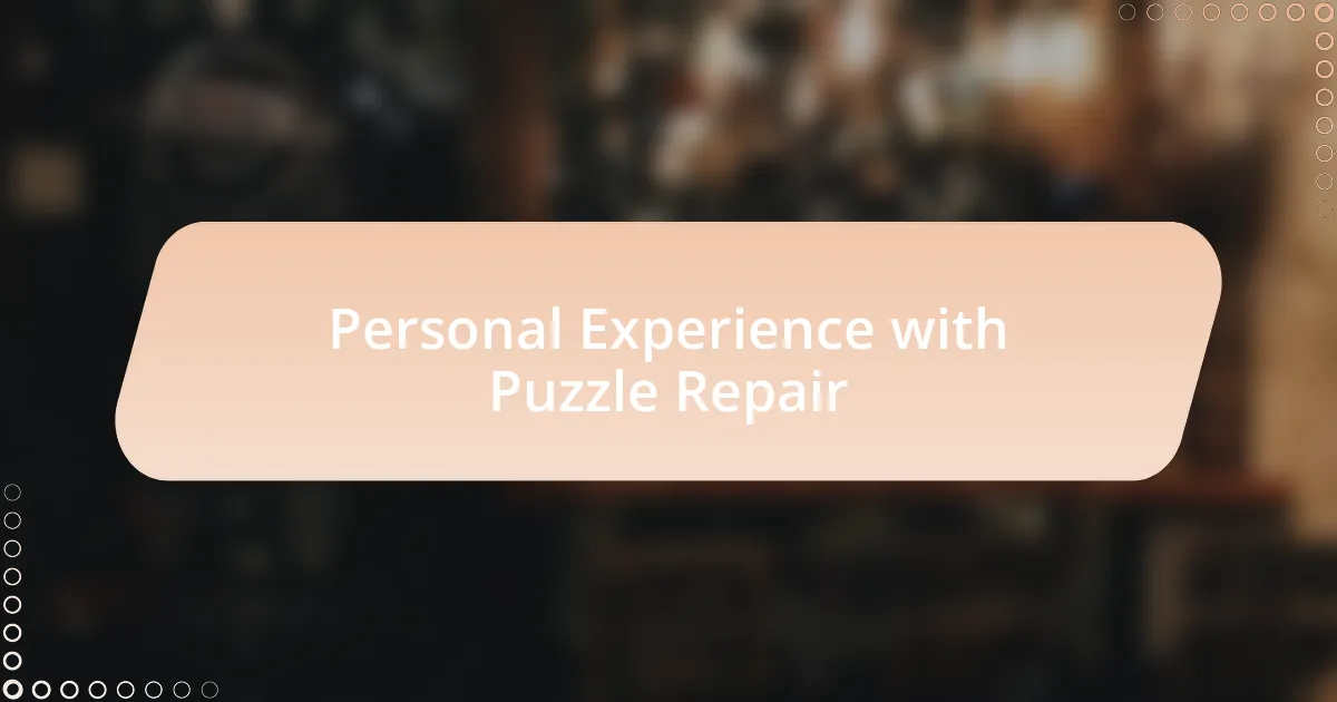 Personal Experience with Puzzle Repair