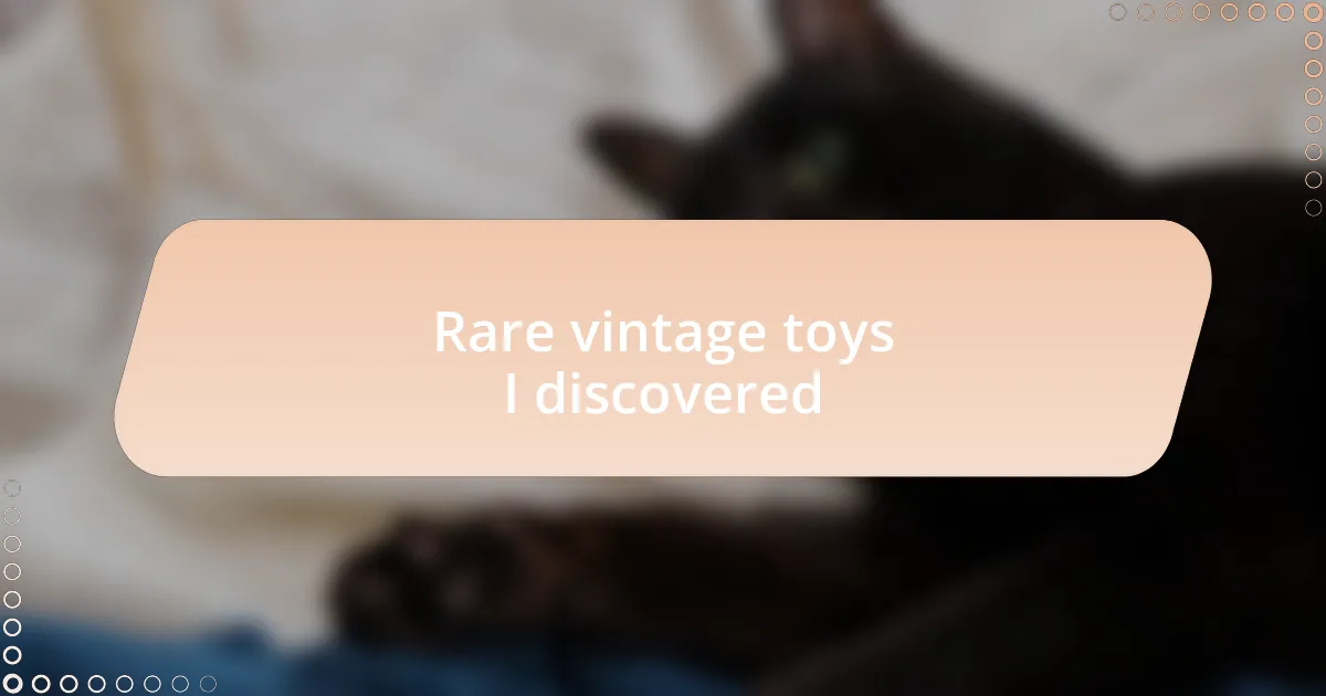 Rare vintage toys I discovered